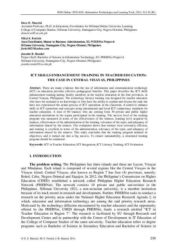 (PDF) Ict Skills Enhancement Training in Teacher Education: The Case in ...