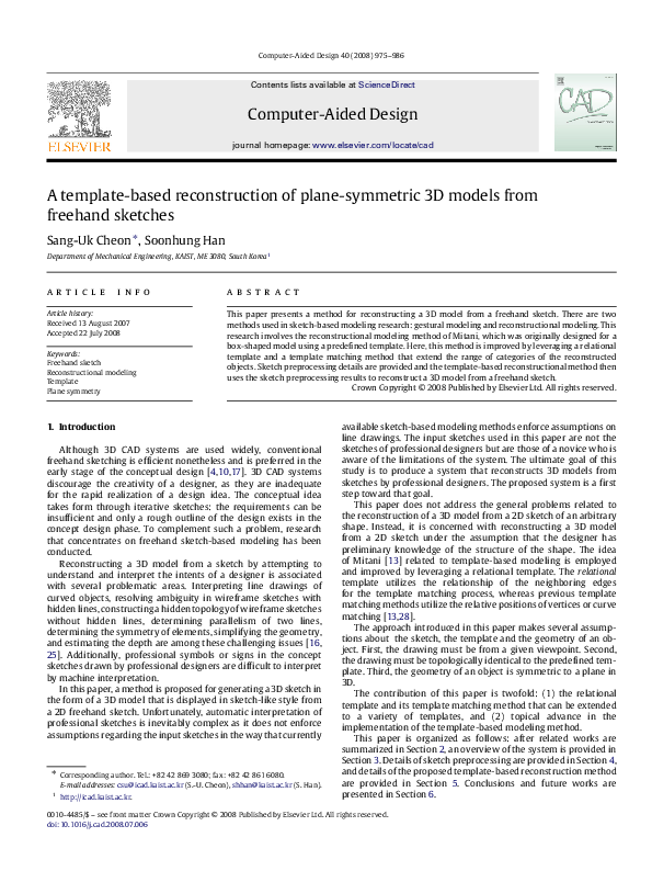 (PDF) A template-based reconstruction of plane-symmetric 3D models from ...