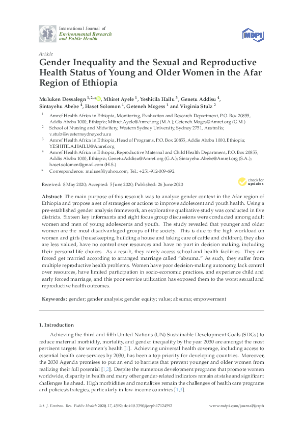 (PDF) Gender Inequality and the Sexual and Reproductive Health Status ...