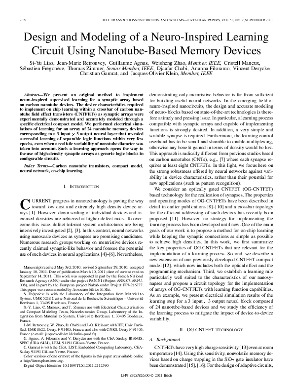 (PDF) Design and Modeling of a Neuro-Inspired Learning Circuit Using ...