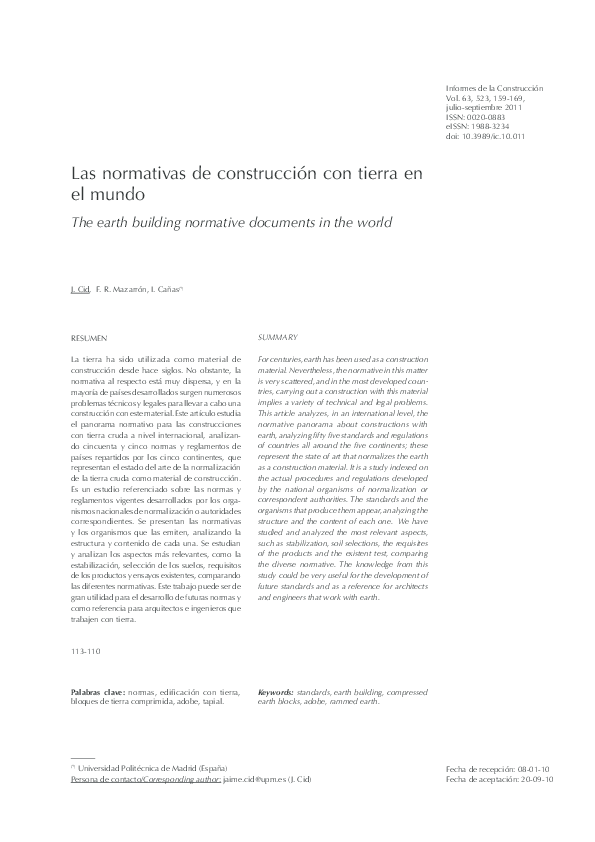 (PDF) The earth building normative documents in the world
