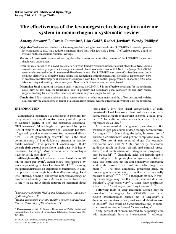 (PDF) The effectiveness of the levonorgestrel-releasing intrauterine ...