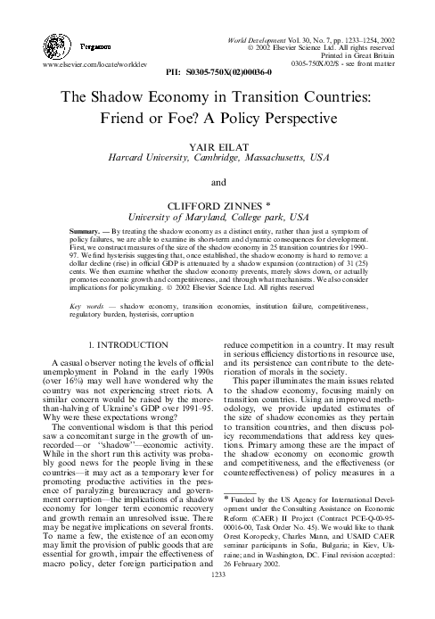 (PDF) The Shadow Economy in Transition Countries: Friend or Foe? A ...