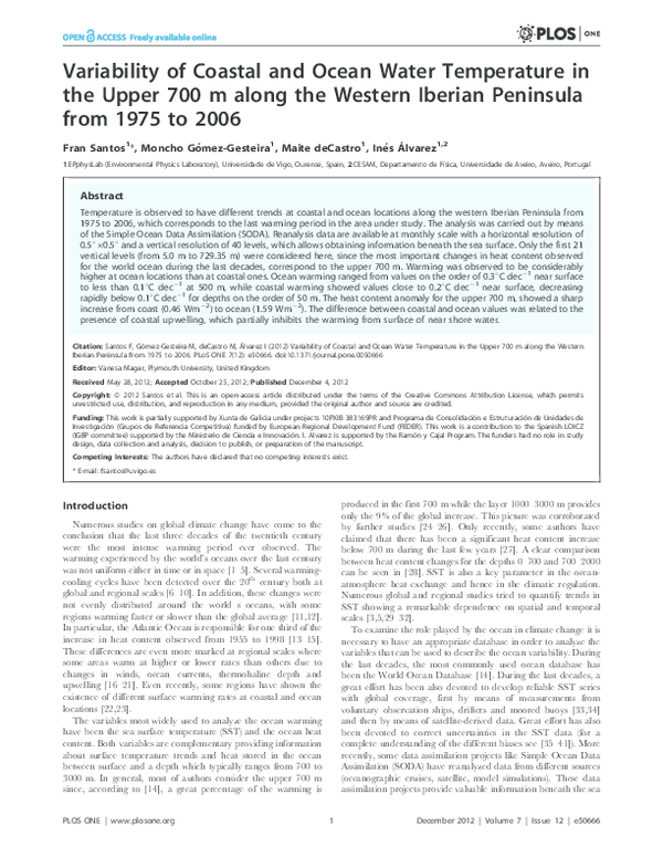 (PDF) Variability of Coastal and Ocean Water Temperature in the Upper ...