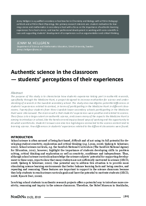 (PDF) Authentic science in the classroom—students’ perceptions of their ...