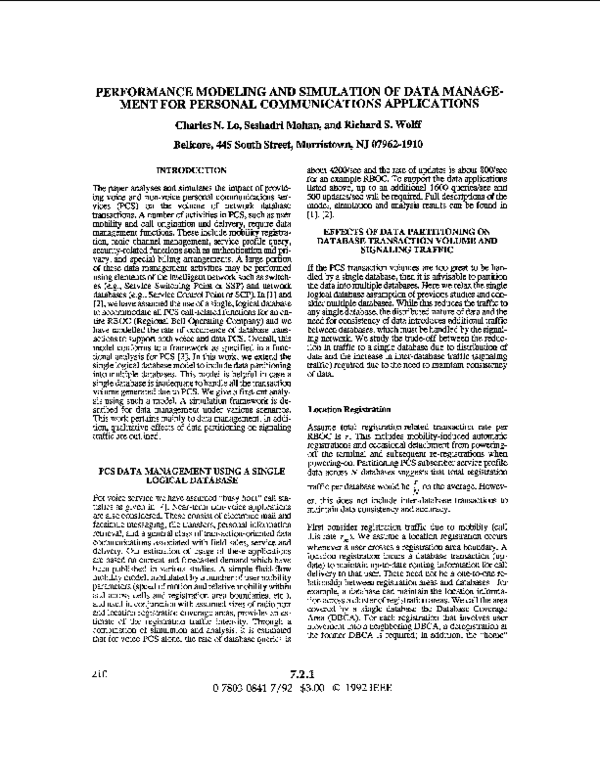 (PDF) Performance modeling and simulation of data management for ...