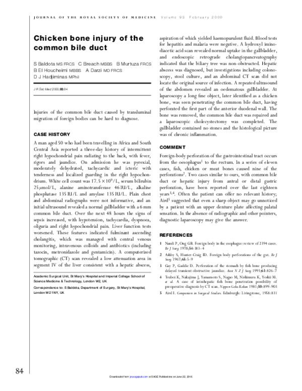 (PDF) Chicken bone injury of the common bile duct Sanjay Baldota