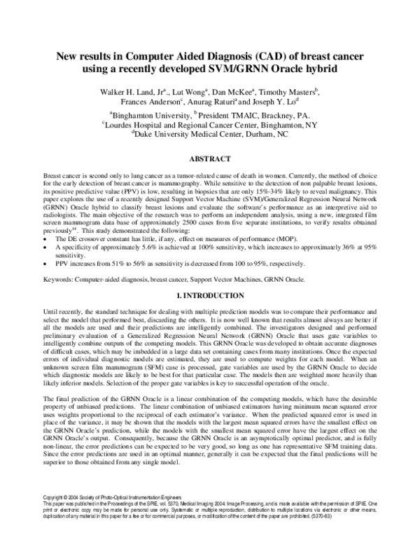 (PDF) New results in computer-aided diagnosis (CAD) of breast cancer ...