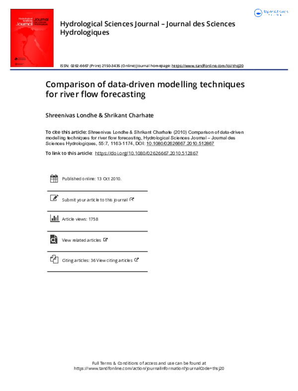 (PDF) Comparison of data-driven modelling techniques for river flow ...