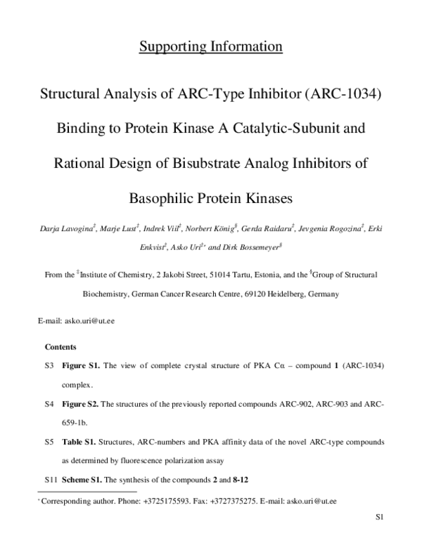 (PDF) Structural Analysis of ARC-Type Inhibitor (ARC-1034) Binding to ...