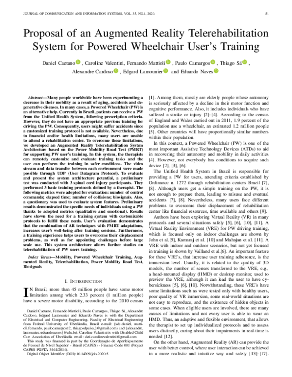 (PDF) The Augmented Reality Telerehabilitation System for Powered ...