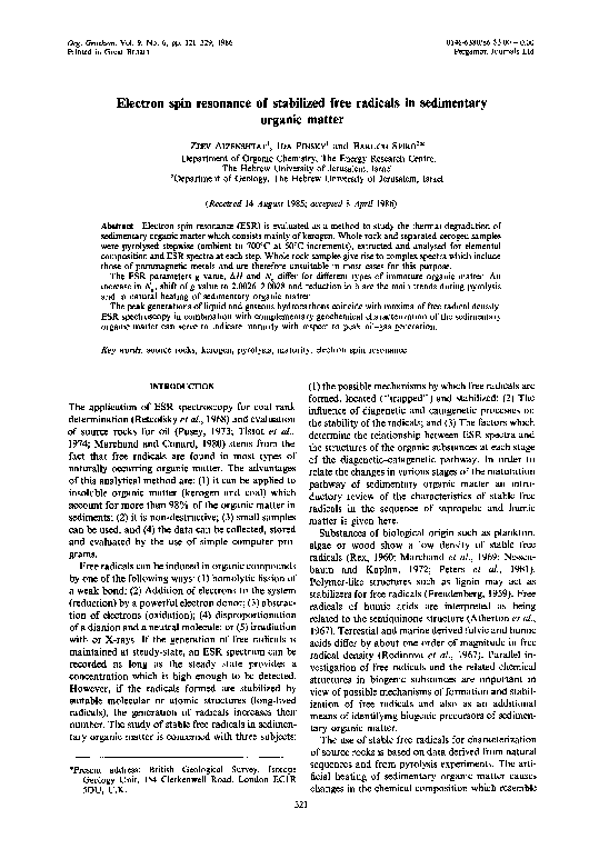 (PDF) Electron spin resonance of stabilized free radicals in ...