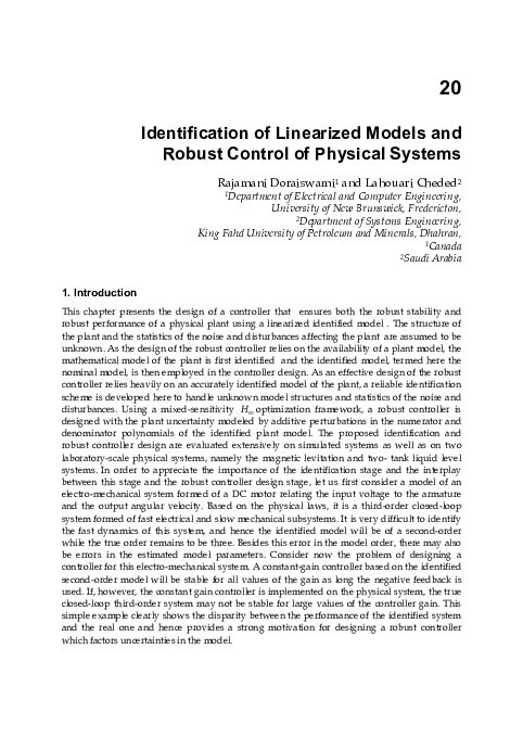 (PDF) Identification of Linearized Models and Robust Control of ...