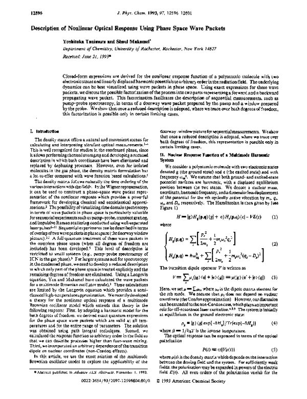 (PDF) Description of nonlinear optical response using phase space wave ...