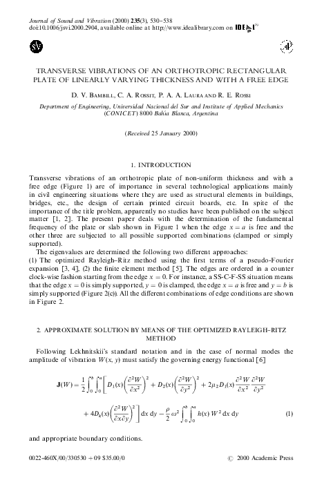 (PDF) Transverse Vibrations of an Orthotropic Rectangular Plate of ...