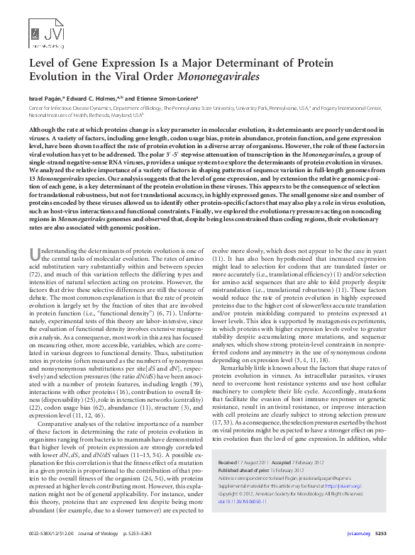 (PDF) Level of Gene Expression Is a Major Determinant of Protein ...