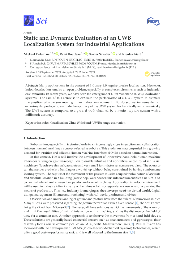 (PDF) Static and Dynamic Evaluation of an UWB Localization System for ...