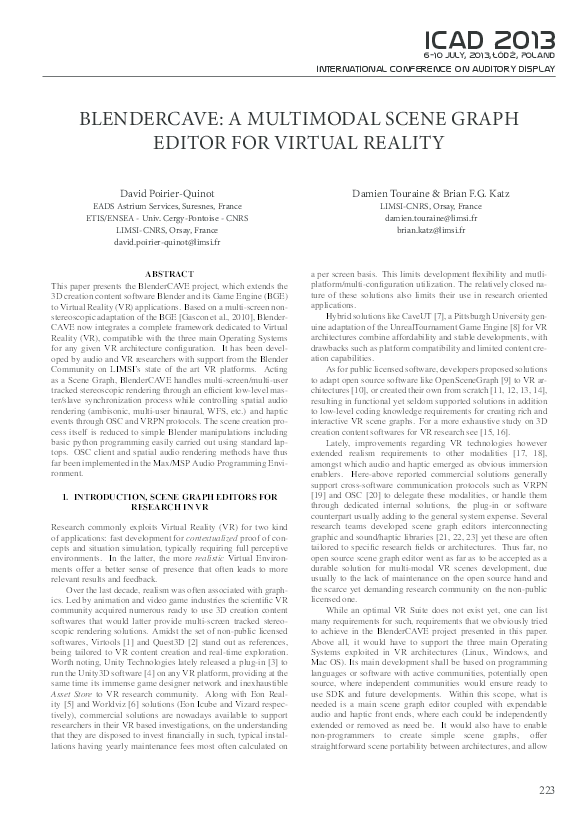 (PDF) Blendercave: A Multimodal Scene Graph Editor for Virtual Reality ...