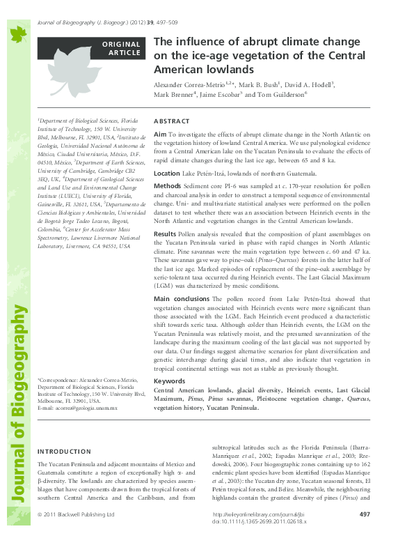 (PDF) The influence of abrupt climate change on the ice-age vegetation ...