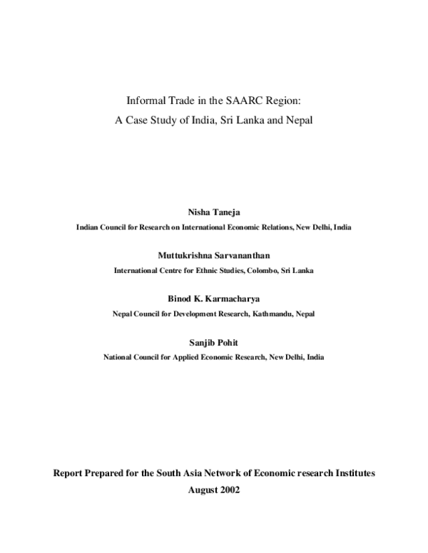 (PDF) Informal Trade in the SAARC Region: A Case Study of India