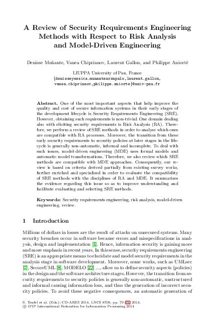 (PDF) A Review of Security Requirements Engineering Methods with ...
