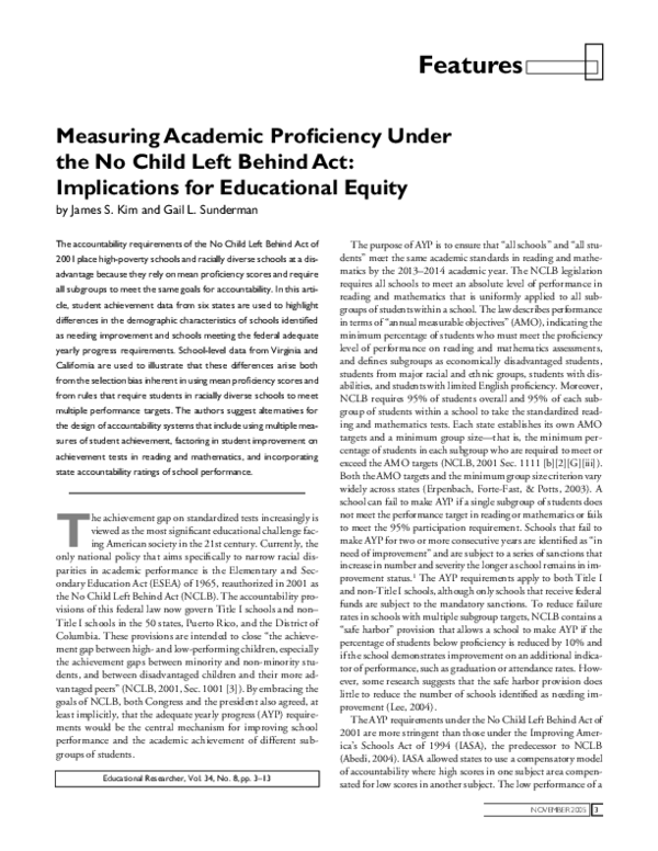 (PDF) Measuring Academic Proficiency Under the No Child Left Behind Act ...