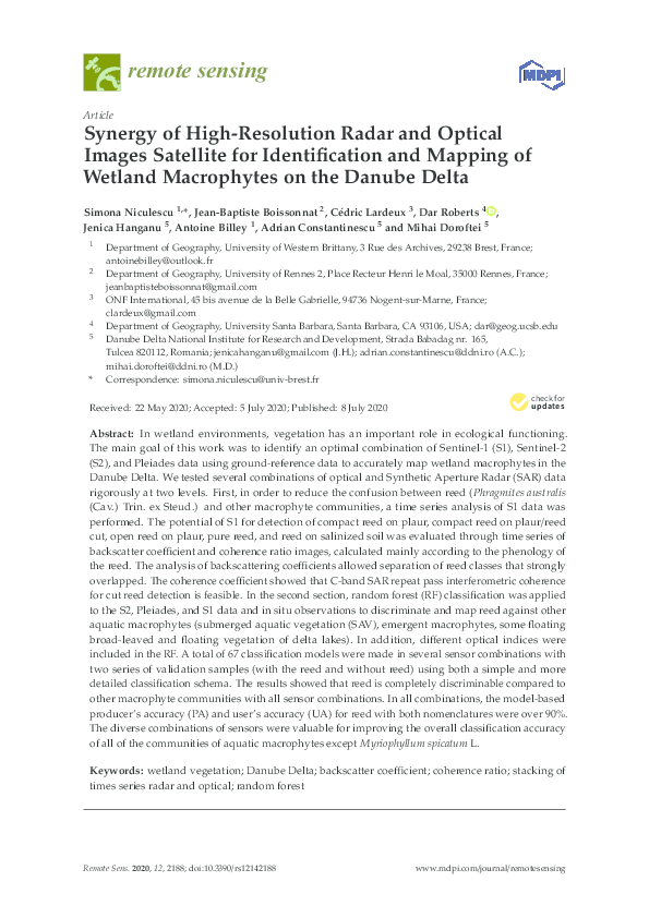 (PDF) Synergy of High-Resolution Radar and Optical Images Satellite for ...