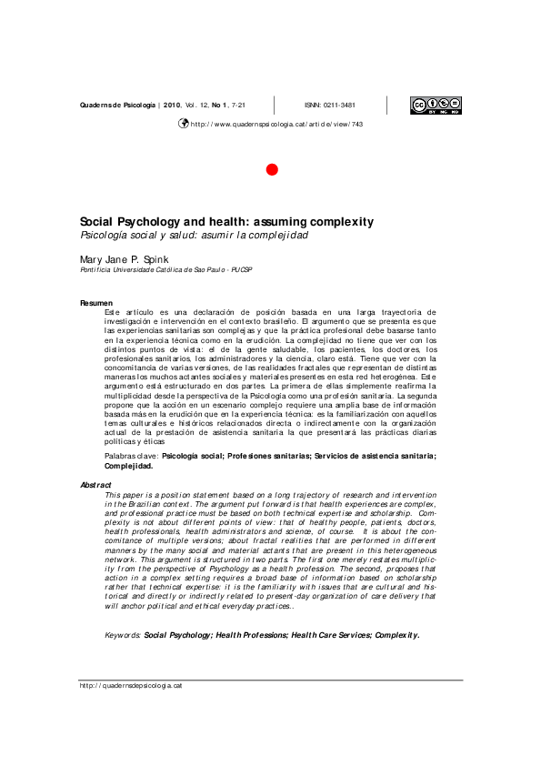 (PDF) Social psychology and health