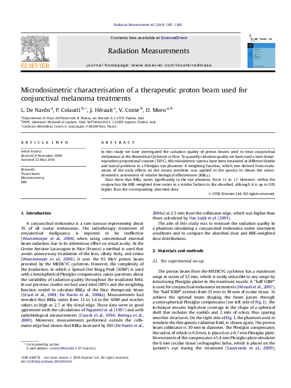 (PDF) Microdosimetric characterisation of a therapeutic proton beam ...