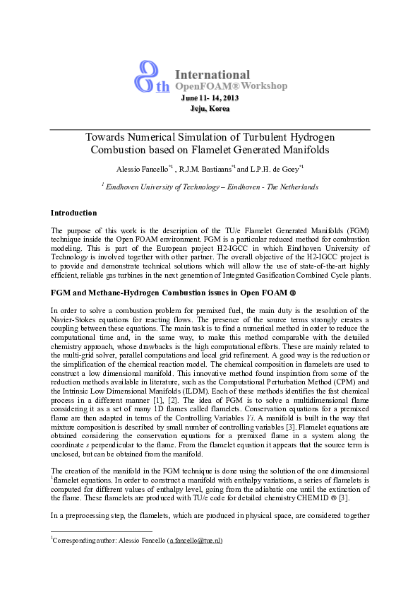(PDF) Towards numerical simulation of turbulent hydrogen combustion ...