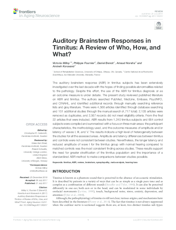 (PDF) Auditory Brainstem Responses in Tinnitus: A Review of Who, How ...