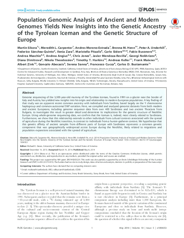 (PDF) Population Genomic Analysis of Ancient and Modern Genomes Yields ...