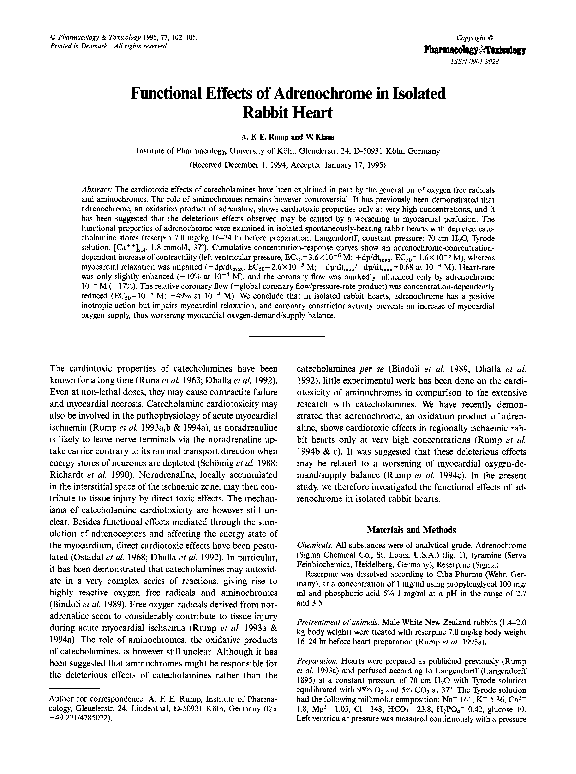 (PDF) Functional Effects of Adrenochrome in Isolated Rabbit Heart