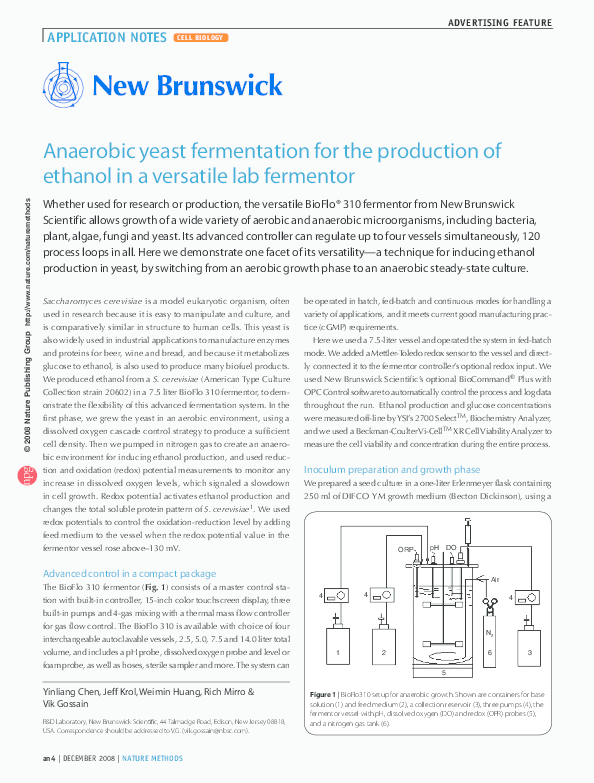 (PDF) Anaerobic yeast fermentation for the production of ethanol in a ...