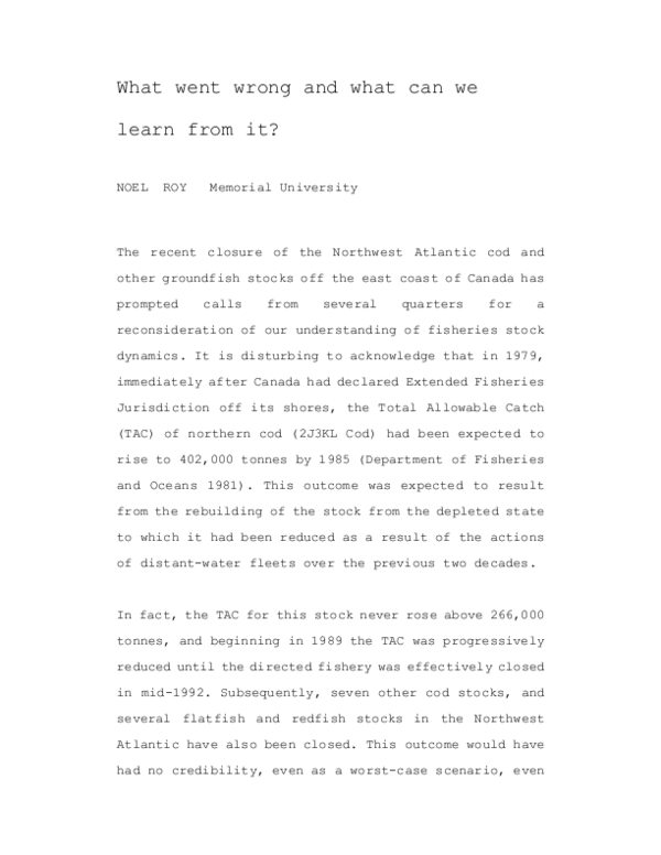 (PDF) What went wrong and what can we learn from it?