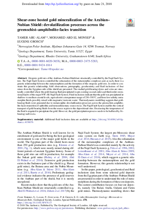 PDF) Shear-zone hosted gold mineralization of the Arabian