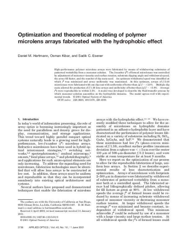 (PDF) Optimization and theoretical modeling of polymer microlens arrays ...