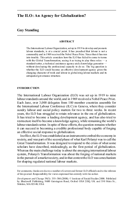 The ILO: An Agency for Globalization?