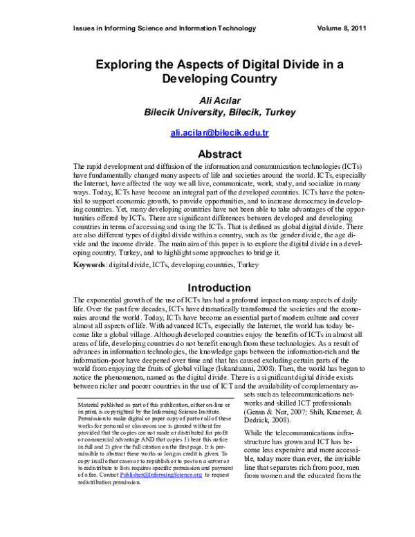 (PDF) Exploring the Aspects of Digital Divide in a Developing Country