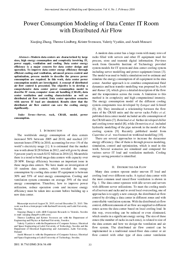(PDF) Power Consumption Modeling of Data Center IT Room with ...
