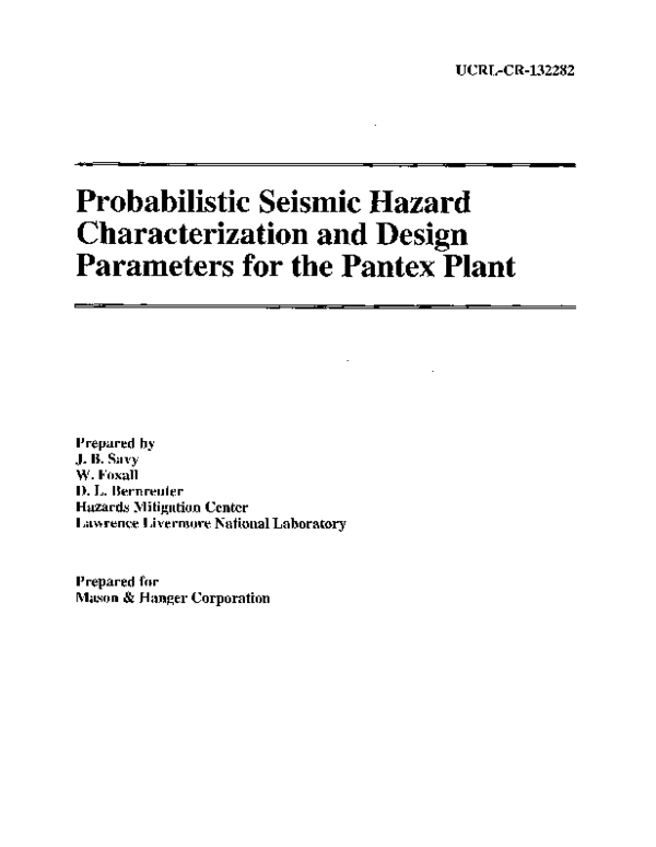 (PDF) Probabilistic seismic hazard characterization and design ...