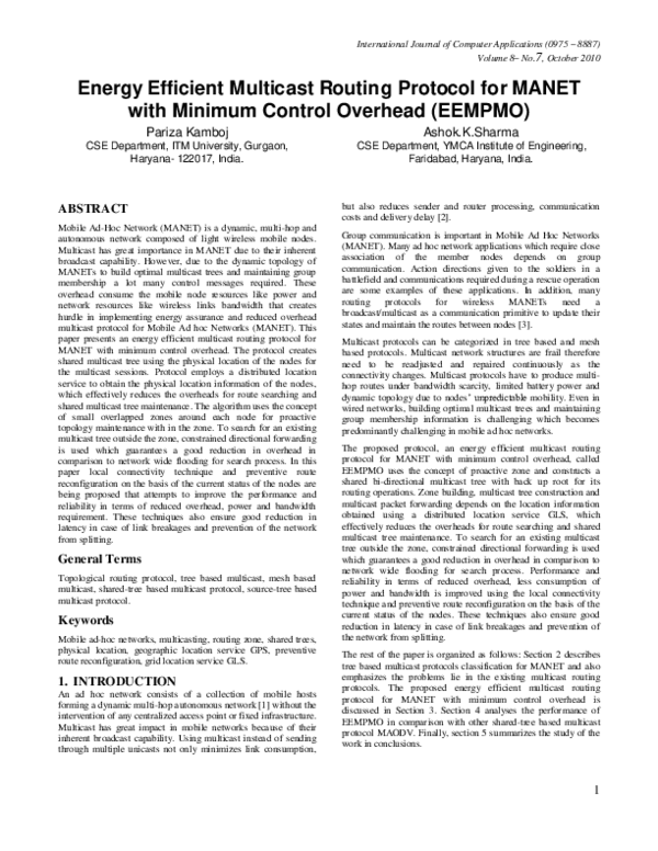 (PDF) Energy Efficient Multicast Routing Protocol for MANET with ...