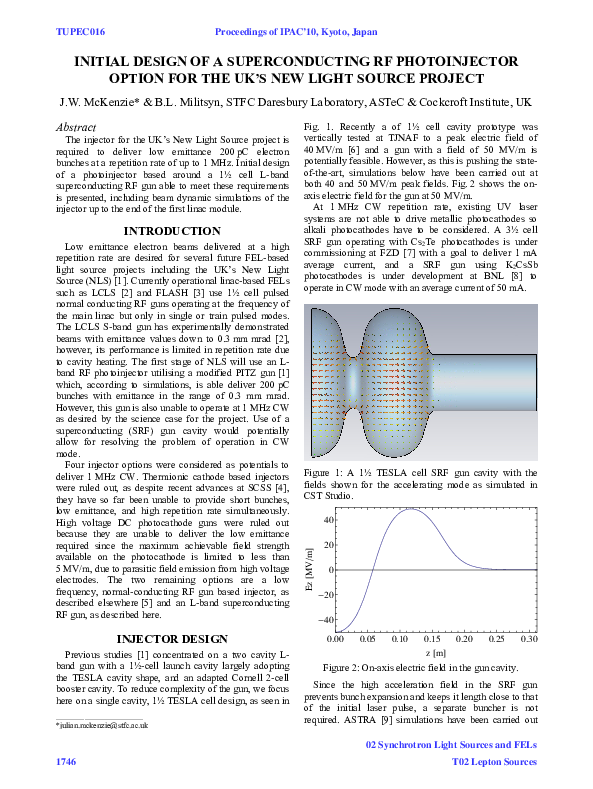(PDF) Initial Design of a Superconducting RF Photoinjector Option for ...