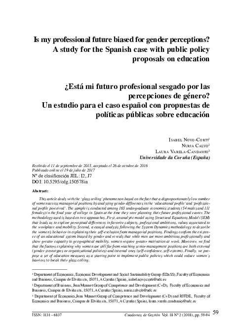 (PDF) Is my professional future biased for gender perceptions? A study ...