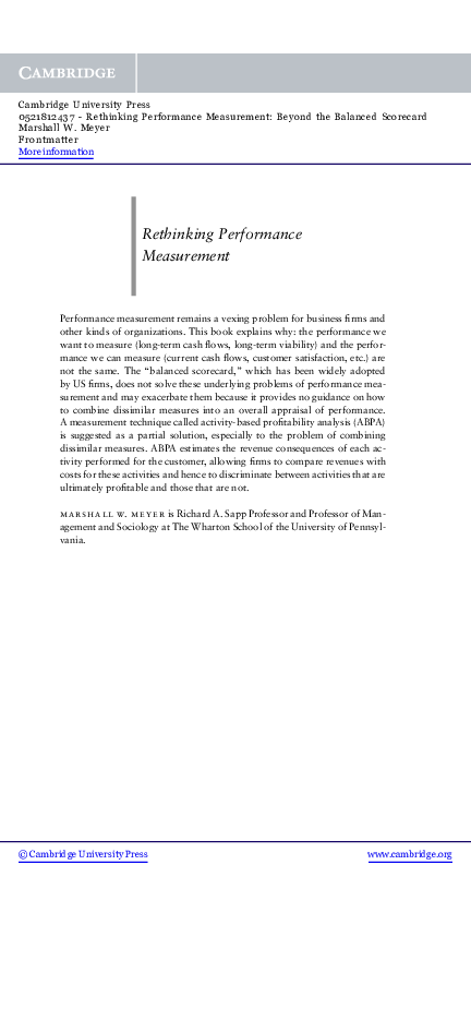 (PDF) Rethinking performance measurement: beyond the balanced scorecard