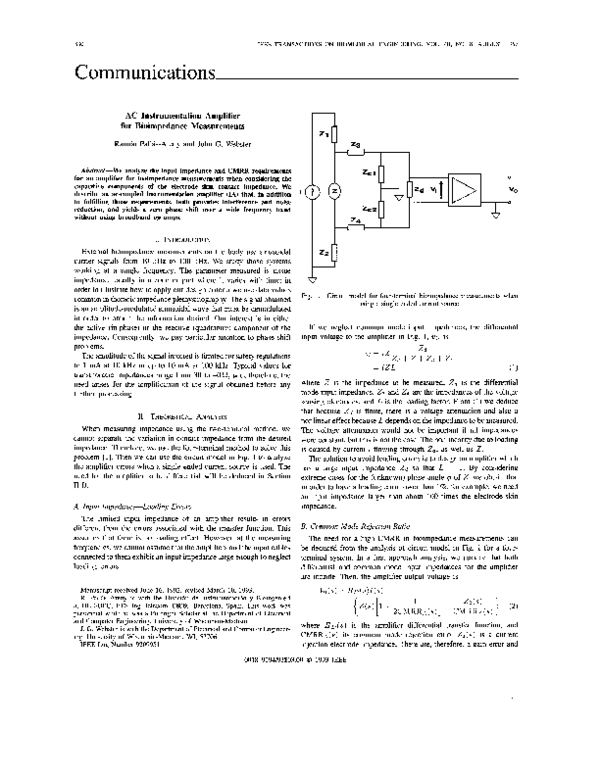 (PDF) AC instrumentation amplifier for bioimpedance measurements R