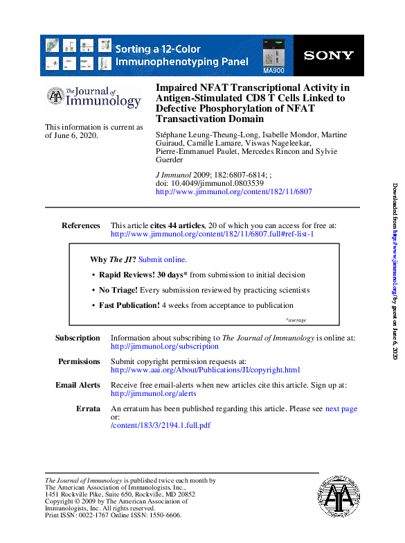 (PDF) Impaired NFAT Transcriptional Activity in Antigen-Stimulated CD8 ...