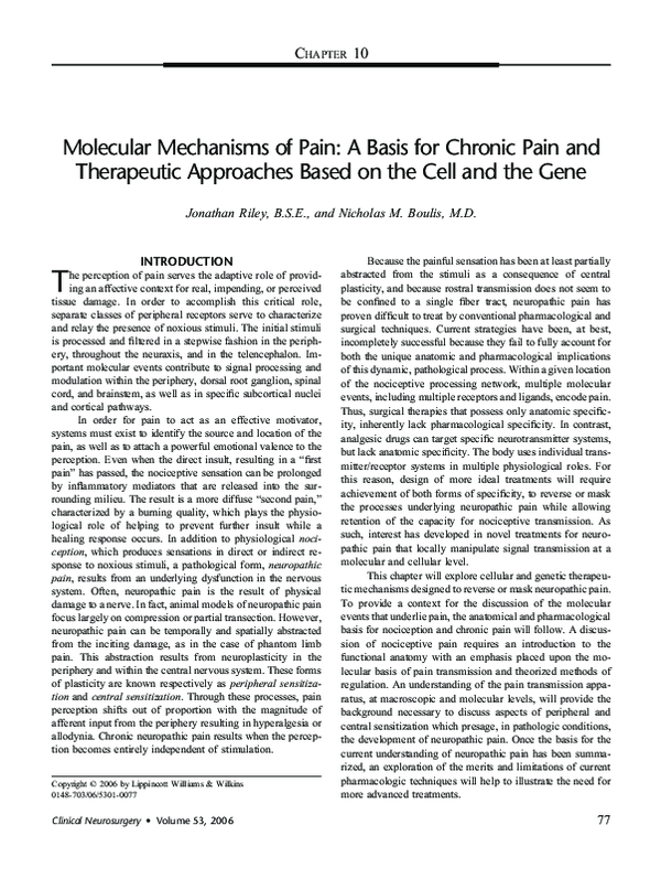 (PDF) Molecular mechanisms of pain: a basis for chronic pain and ...