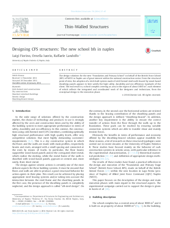 (PDF) Designing CFS structures: The new school bfs in naples