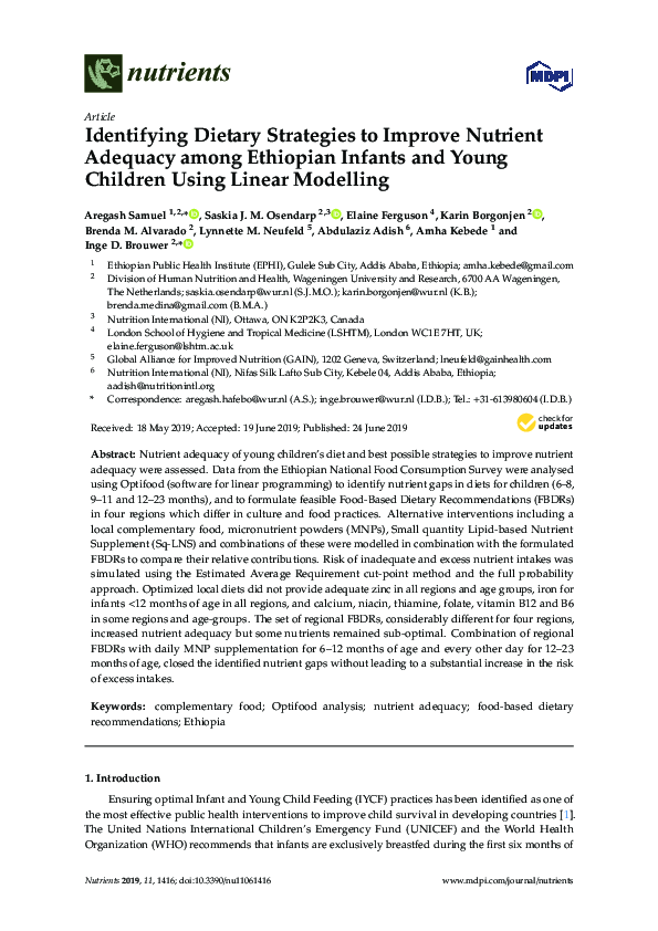 (PDF) Identifying Dietary Strategies to Improve Nutrient Adequacy among ...